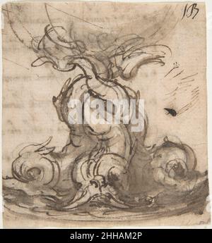 Dessin pour la base d'un navire avec trois dauphins 1652–1725 Giovanni Battista Foggini Italien.Conception pour la base d'un vaisseau avec trois dauphins 346368 Banque D'Images