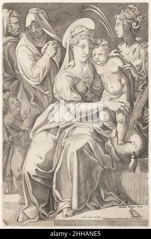 La Sainte famille avec Sainte-Anne et Sainte-Catherine 1542, publié 1627–50 Enea Vico Italian.La Sainte famille avec Sainte-Anne et Sainte-Catherine 368429 Banque D'Images