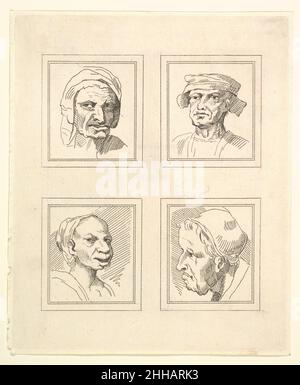 Quatre têtes (de Characatura par Leonardo da Vinci, de dessins par Wincelslaus Hollar, du Musée Portland) 1786 après Venceslaus Holar Bohemian.Quatre têtes (de Characatura par Leonardo da Vinci, de dessins par Wincelslaus Hollar, du Musée Portland) 411927 Banque D'Images