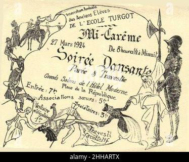 Soirée Dansante pour le mi-Carême 1924. Banque D'Images