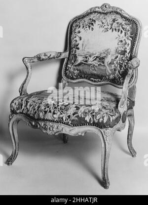 Fauteuil (partie d'un ensemble de neuf) milieu du 18th siècle tapisserie tissée à Aubusson.Fauteuil (partie d'un ensemble de neuf) 239166 Banque D'Images