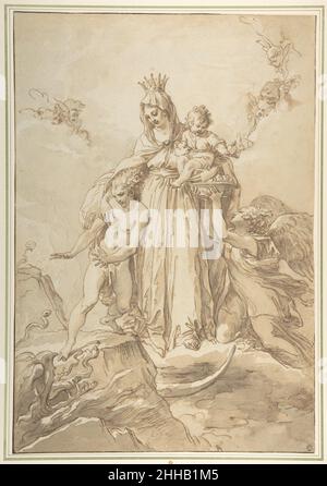 La Vierge Immaculée avec le Christ enfant 1770 Giuseppe Cades Italien.La Vierge Immaculée avec l'enfant Christ 338314 Banque D'Images