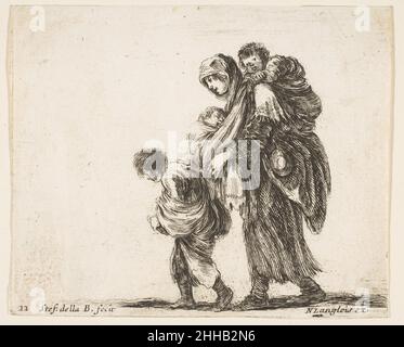 Planche 22: Une mendiante avec trois enfants, un enfant sur les épaules, un enfant dans les bras et un enfant qui marche devant elle à gauche, de 'Diversi capricci' ca.1644–47 Stefano della Bella Italien.Planche 22: Une mendiante avec trois enfants, un enfant sur les épaules, un enfant dans les bras et un enfant qui marche devant elle à gauche, de 'Diversi capricci' 376389 Banque D'Images