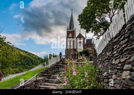 Hibiscus Blooms le long de la piste Appalachian, Harpers Ferry, Virginie occidentale, États-Unis Banque D'Images