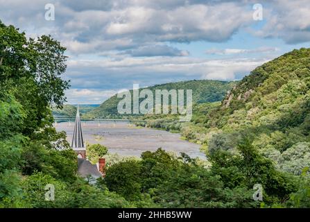 La vue de Jefferson Rock, Harpers Ferry, Virginie occidentale, États-Unis Banque D'Images