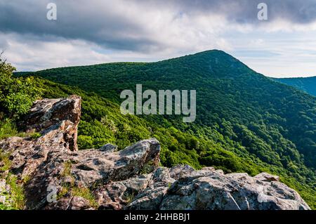 Vue sur la montagne depuis Little Stony Man Cliffs, Parc national de Shenandoah, Virginie, États-Unis Banque D'Images