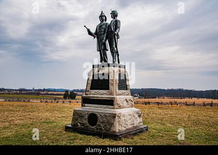 Le New York Volunteer Infantry Regiment Monument 73rd, Gettysburg National Military Park, Pennsylvanie, États-Unis Banque D'Images