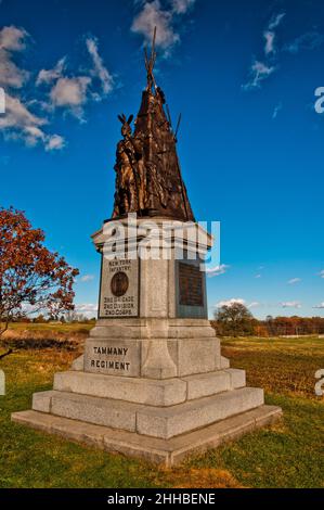 Le monument 42nd de l'infanterie de New York (Tammany Regiment), parc militaire national de Gettysburg, Pennsylvanie, États-Unis Banque D'Images