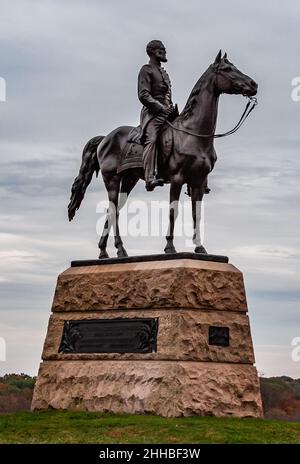 Le monument du général George Gordon Meade, Cemetery Ridge, parc militaire national de Gettysburg, Pennsylvanie, États-Unis Banque D'Images