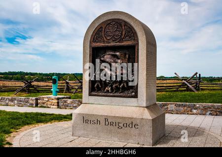 Photo du monument de la Brigade irlandaise, Bloody Lane, champ de bataille national d'Antietam, Maryland, États-Unis Banque D'Images