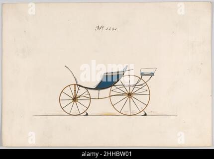 Design pour Pony Phaeton, no3242 1876 Brewster & Co. American Brewster & Company Historised in 1810 by James Brewster (1788–1866) in New Haven, Connecticut, Brewster & Company, spécialisée dans la fabrication de chariots fins.Le fondateur a ouvert une salle d'exposition à New York en 1827 au 53-54 Broad Street, et l'entreprise a prospéré sous des générations de leadership familial.L'expansion a nécessité des déplacements dans le bas de Manhattan, avec des changements de nom reflétant des changements de direction – James Brewster & Sons exploité au 25 Canal Street, James Brewster Sons au 396 Broadway, et Brewster de Broome Street était ba Banque D'Images