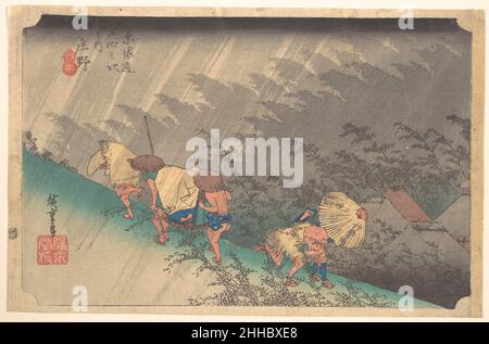 Pluie blanche à Shōno 1797–1861 Utagawa Hiroshige Japonais.Pluie blanche à Shōno 57043 Banque D'Images