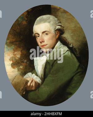 Homme dans un manteau vert ca.1779–85 Gilbert Stuart American ce portrait semble avoir été commencé comme un rectangle puis changé en un format ovale.C’est l’une des peintures les plus virtuosiques de Stuart, clairement depuis ses premières années à Londres, mais sa date et l’identité du sitter sont inconnues.Le traitement vague et brushy de l'arrière-plan a soulevé la suggestion que le travail est inachevé.Pourtant, il semble plutôt s'inspirer de Thomas Gainsborough, dont les peintures que le jeune américain a certainement vu et admirées en Angleterre.Gainsborough a également préféré des portraits ovales et de telles couleurs pastel légères a Banque D'Images