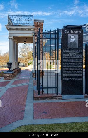 James Silas Calhoun marqueur au monument commémoratif de la maison Calhoun-Griffin-Mott, à côté de la promenade fluviale de Chattahoochee et de TSYS à Columbus, en Géorgie.(ÉTATS-UNIS) Banque D'Images