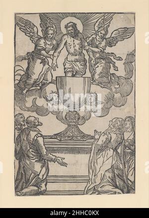 Le Triumph de l'Eucharistie, Christ comme l'Homme des Sorrows soutenu par deux anges debout dans un calice ca.1550–1600 Anonyme, Italien, Italien du siècle 16th.Le Triumph de l'Eucharistie, Christ comme l'Homme des Sorrows soutenu par deux anges debout dans un calice 384254 Banque D'Images