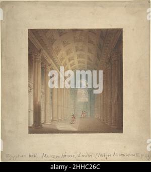Egyptian Hall, Mansion House, Londres 1795–1825 attribué à Auguste Charles Pugin Anglais, Français.Egyptian Hall, Mansion House, Londres 364450 Banque D'Images