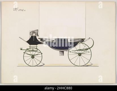 Design pour Landau, n°1034a 1850–70 Brewster & Co. American Brewster & Company Historised in 1810 by James Brewster (1788–1866) in New Haven, Connecticut, Brewster & Company, spécialisée dans la fabrication de chariots fins.Le fondateur a ouvert une salle d'exposition à New York en 1827 au 53-54 Broad Street, et l'entreprise a prospéré sous des générations de leadership familial.L'expansion a nécessité des déplacements dans le bas de Manhattan, avec des changements de nom reflétant des changements de direction – James Brewster & Sons exploité au 25 Canal Street, James Brewster Sons au 396 Broadway, et Brewster de Broome Street était la base Banque D'Images