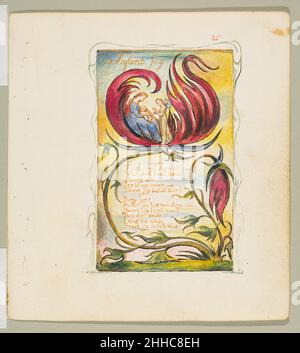 Chansons d'innocence et d'expérience: La joie de bébé ca.1825 William Blake Britannique.Chansons d'innocence et d'expérience : la joie infantile.William Blake (Britannique, Londres 1757–1827 Londres). Env.1825. Gravure en relief imprimée à l'encre orange-marron et colorée à la main avec aquarelle et or.Imprime Banque D'Images