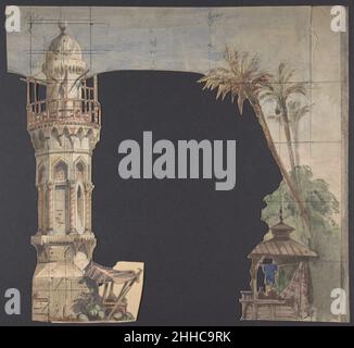 Design pour une scène à l'Opéra, Paris 1830–90 Eugène Cicéri French.Design pour une scène à l'Opéra, Paris 358490 Banque D'Images