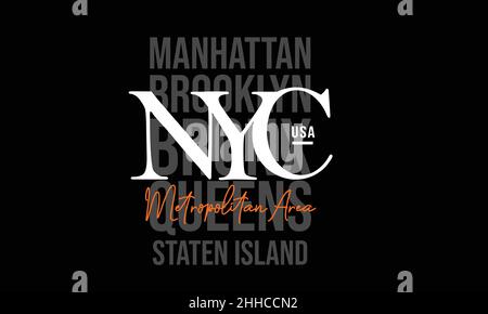 New york City urbain t-shirt monogramme texte modèle vectoriel Illustration de Vecteur