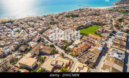 Panorama incroyable de Donnalucata d'en haut, Scicli, Ragusa, Sicile, Italie,Europe Banque D'Images