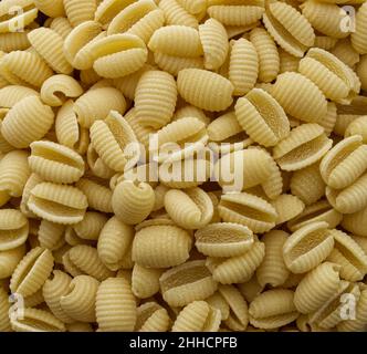 Gnocchetti italien cru Sardi Pasta Background.Gros plan. Banque D'Images