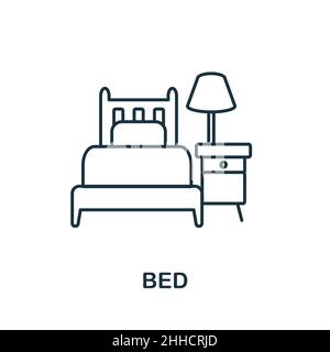 Icône lit.Elément de ligne de la collection Home Rest.Signe d'icône de lit linéaire pour le web design, infographies et plus encore. Illustration de Vecteur