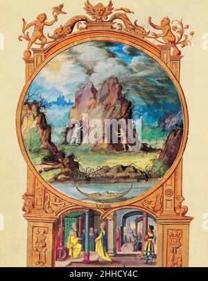 Splendor Solis - Traité d'Alchimie - mineurs creusant la colline. Banque D'Images