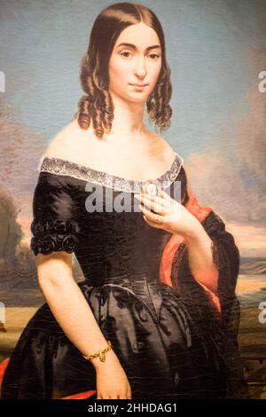 Réouverture du Musée d'Art de Toulon (reportage) : Charles-Adolphe BONNEGRACE (1808-1882) Jeune femme en robe noire Banque D'Images