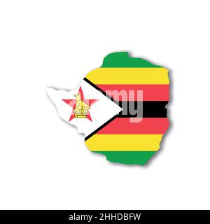 Drapeau national du Zimbabwe en forme de carte de pays Illustration de Vecteur