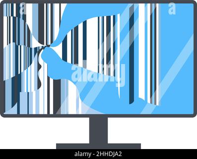 Écran cassé du vecteur TV ou moniteur d'ordinateur Illustration de Vecteur