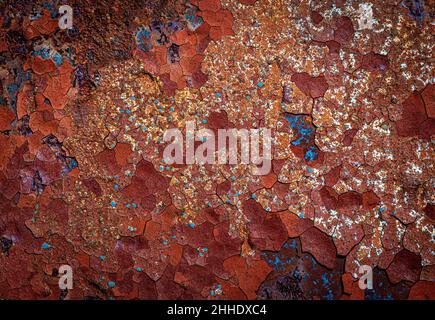 Feuille de fer rouillée avec peinture Banque D'Images