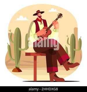 Motif plat de cowboy de gaucho illustration vectorielle. Illustration de Vecteur