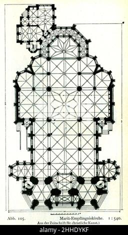 Saint-Mariä Empfängniskirche à Düsseldorf, 1894 bis 1896, Dombaumeister Ludwig Becker aus Mainz, Grundriss. Banque D'Images