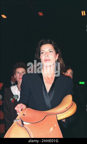 Photo du dossier datée du 27 avril 1996 de la princesse Caroline de Hanovre au Jumping International de Monaco 1996 à Monaco.- Caroline de Monaco fête son anniversaire de 65th le dimanche 23 janvier.Photo par ABACAPRESS.COM Banque D'Images