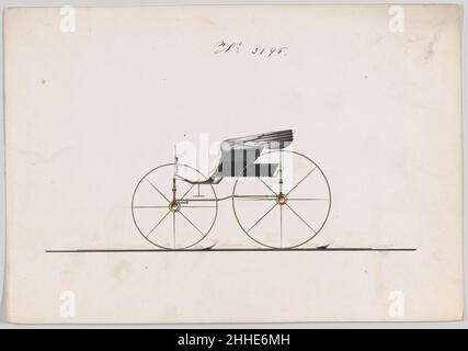 Design pour Pony Phaeton, no3195 1876 Brewster & Co. American Brewster & Company Historised in 1810 by James Brewster (1788–1866) in New Haven, Connecticut, Brewster & Company, spécialisée dans la fabrication de chariots fins.Le fondateur a ouvert une salle d'exposition à New York en 1827 au 53-54 Broad Street, et l'entreprise a prospéré sous des générations de leadership familial.L'expansion a nécessité des déplacements dans le bas de Manhattan, avec des changements de nom reflétant des changements de direction – James Brewster & Sons exploité au 25 Canal Street, James Brewster Sons au 396 Broadway, et Brewster de Broome Street était ba Banque D'Images