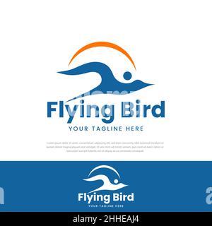 Simple Abstract Flying Bird avec logo de style minimaliste pour votre entreprise Illustration de Vecteur