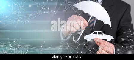 Symbole de couverture automatique par un agent général ; bannière panoramique Banque D'Images