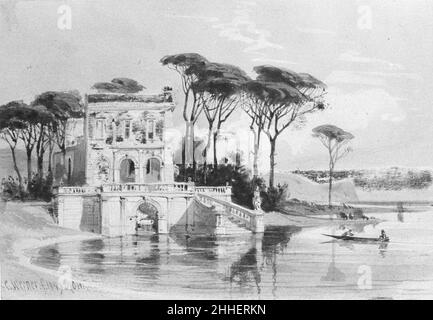 Scène de lac italienne avec Villa (de Cropsey Album) 1849 Carl Friedrich Heinrich Werner allemand.Scène de lac italienne avec Villa (de Cropsey Album) 13195 Banque D'Images