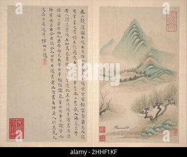 Paysages après de vieux maîtres datables à 1638 ou 1650 Yun Xiang Chinois salué comme 'le plus grand peintre après Shen Zhou [1427-1509]' par le critique de collectionneur Zhou Lianggong (1612-1672),Yun Xiang était un précurseur influent de peintres de Nanjing de premier plan comme Gong Xian (1619-1689).vivant en retraite après la conquête Manchu comme yimin,Ou 'sujet de gauche,' du Ming, Yun Xiang admirait particulièrement la manière sèche-brosse de ni Zan (1306-1374), l'archétype reclusif artiste-peintre de la fin de la période Yuan.Trois des dix tableaux de cet album virtuose, dans lequel Yun Xiang est présent Banque D'Images