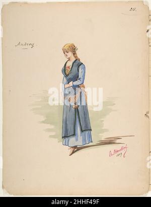 Création de costumes pour 'Andrey' [a]; Fiche descriptive des accessoires [b] 1889 Charles Bianchini French.Création de costumes pour 'Andrey' [a]; Fiche descriptive des accessoires [b] 341308 Banque D'Images