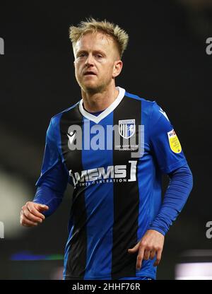 Photo du dossier datée du 01-01-2022 de Ben Reeves qui est un doute pour l'affrontement de Gillingham avec Shrewsbury.Date de publication : lundi 24 janvier 2022. Banque D'Images