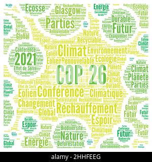 COP 26 à Glasgow, en Écosse, nuage de mots en français Banque D'Images