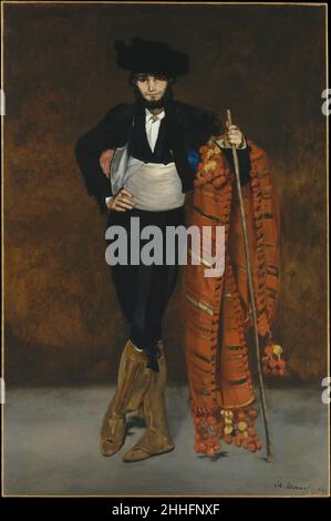 Jeune homme dans le costume d'un Majo 1863 Edouard Manet Français pour cette image d'un des jeunes Espagnols en conflit connu sous le nom de majos,Le jeune frère de Manet Gustave a fait don du même pantalon et de la même veste boléro que le modèle Victorine Meurent dans Mademoiselle V.. Dans le Costume d'une Espada (29.100.53).Rejetés du salon de 1863, les deux tableaux ont été inclus dans le salon des rafraîchissements la même année.La plupart des critiques admiraient les brushwork et les couleurs audacieuses de Manet, mais certains se plaignaient que le majo n'avait pas de caractérisation psychologique, l'artiste ayant rendu son visage et ses mains sans Mo Banque D'Images