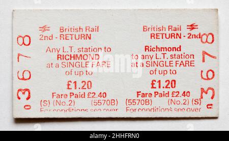 Vintage 1970s London British Railway train Ticket - Richmond Banque D'Images