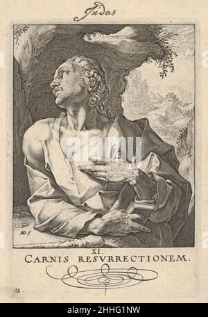 Saint Jude Thaddeus, du Christ, des Apôtres et Saint Paul avec le Credo ca.1589 Hendrick Goltzius Netherlandish.Saint Jude Thaddeus, du Christ, des Apôtres et Saint Paul avec le Credo 398820 Banque D'Images