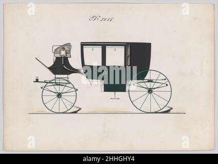 Design pour car panneau de verre, n°3058 1874 Brewster & Co. American Brewster & Company Historised in 1810 by James Brewster (1788–1866) in New Haven, Connecticut, Brewster & Company, spécialisée dans la fabrication de chariots fins.Le fondateur a ouvert une salle d'exposition à New York en 1827 au 53-54 Broad Street, et l'entreprise a prospéré sous des générations de leadership familial.L'expansion a nécessité des déplacements dans le bas de Manhattan, avec des changements de nom reflétant des changements de direction – James Brewster & Sons exploité au 25 Canal Street, James Brewster Sons au 396 Broadway et Brewster de Broome Street W. Banque D'Images