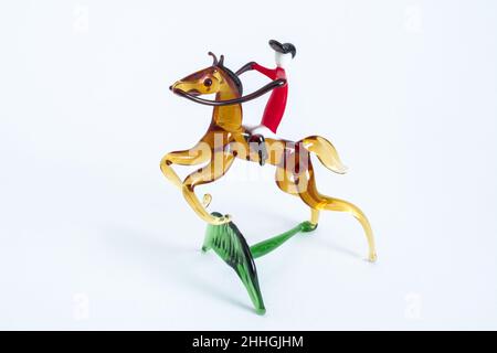 Style Murano Lampwork verre Showpull Jockey Hunter Horse Rider 1960s Banque D'Images