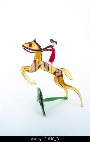 Style Murano Lampwork verre Showpull Jockey Hunter Horse Rider 1960s Banque D'Images