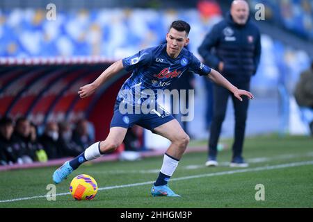 Naples, Italie.23rd janvier 2022.Hirving Lozano de SSC Napoli pendant la série Un match entre Napoli et US Salernitana 1919 au Stadio Diego Armando Maradona, Naples, Italie le 23 janvier 2022.Credit: Giuseppe Maffia/Alay Live News Banque D'Images